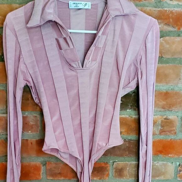 ANOUD DE PARIS Tops - ANOUD DE PARIS SIZE SMALL STRIPED BODYSUIT RARE